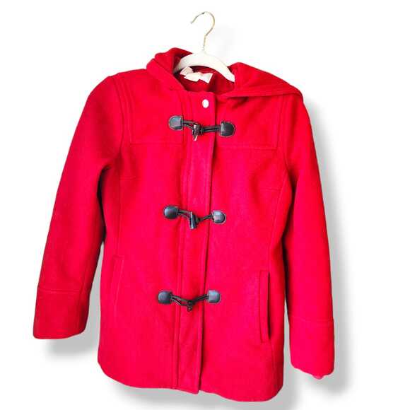 Michael Kors Jackets & Blazers - Michael Kors Women's Wool Peacoat Size 4 S Red Hoodie Horn Toggle Elegant Luxury
